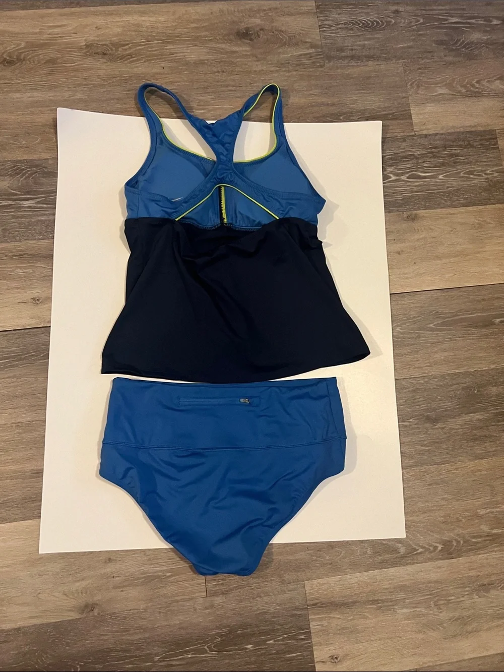 Nike Blue & Black Racerback Tankini Set with Yellow Trim